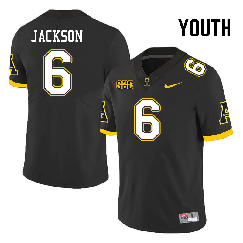 Youth #6 EJ Jackson Appalachian State Mountaineers College Football Jerseys Stitched Sale-Black - Click Image to Close